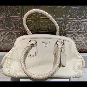 Winter white Prada leather bag